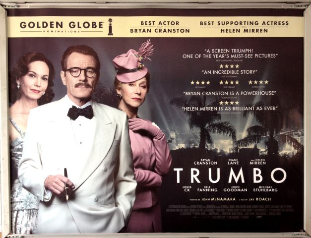 Cinema Poster: TRUMBO 2016 (Awards Quad) Bryan Cranston Diane Lane Helen Mirren