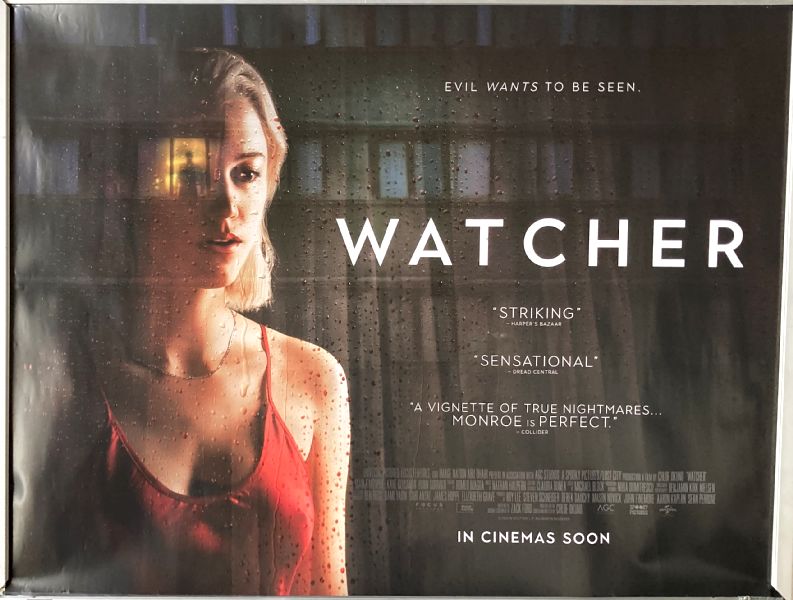 Cinema Poster: WATCHER 2022 (Quad) Maika Monroe Karl Glusman Burn Gorman