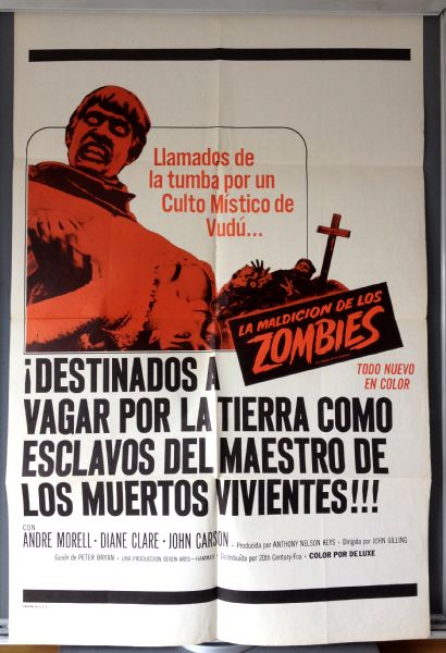Cinema Poster: PLAGUE OF THE ZOMBIES 1966 (Spanish One Sheet) André Morell Cinema Poster: PLAGUE OF THE ZOMBIES 1966 (Spanish One Sheet) André Morell